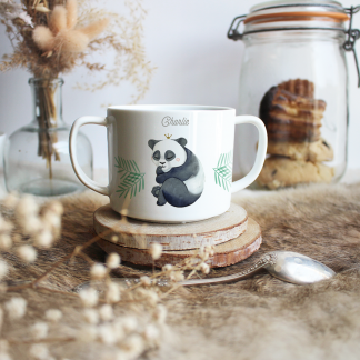Tasse en porcelaine panda (prénom personnalisable)