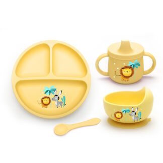 Vaisselle complète en silicone savane (en coffret)